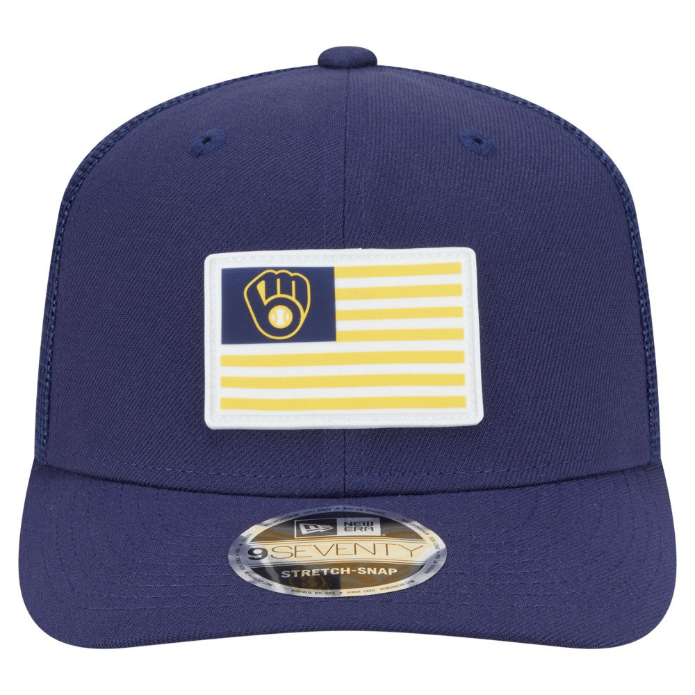 Milwaukee Brewers Flag 9SEVENTY Stretch-Snap Hat Navy