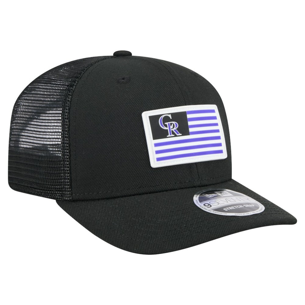 Colorado Rockies Flag 9SEVENTY Stretch-Snap Hat Black