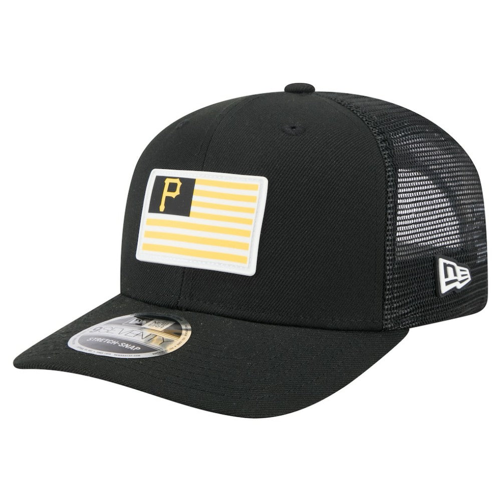 Pittsburgh Pirates Flag 9SEVENTY Stretch-Snap Hat Black
