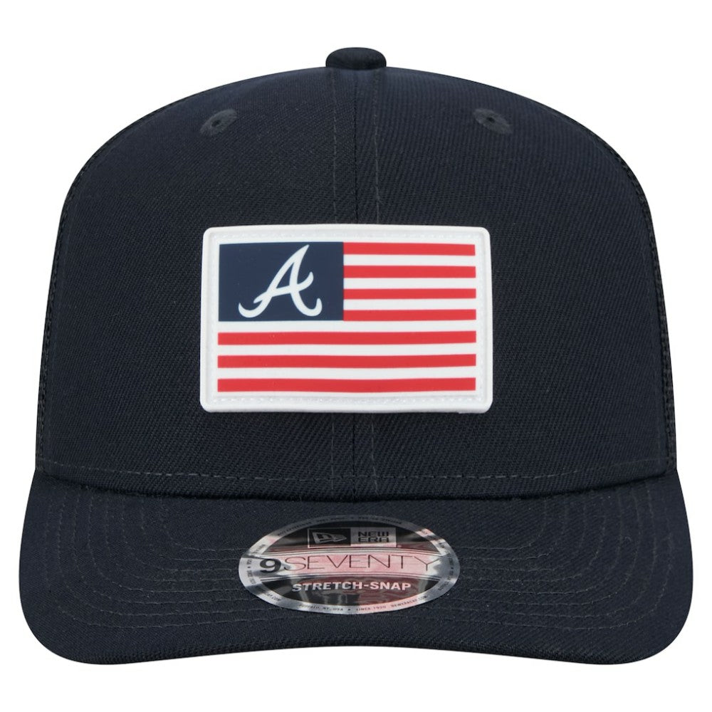 Atlanta Braves Flag 9SEVENTY Stretch-Snap Hat Navy
