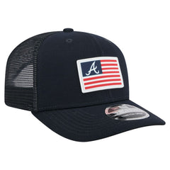 Atlanta Braves Flag 9SEVENTY Stretch-Snap Hat Navy