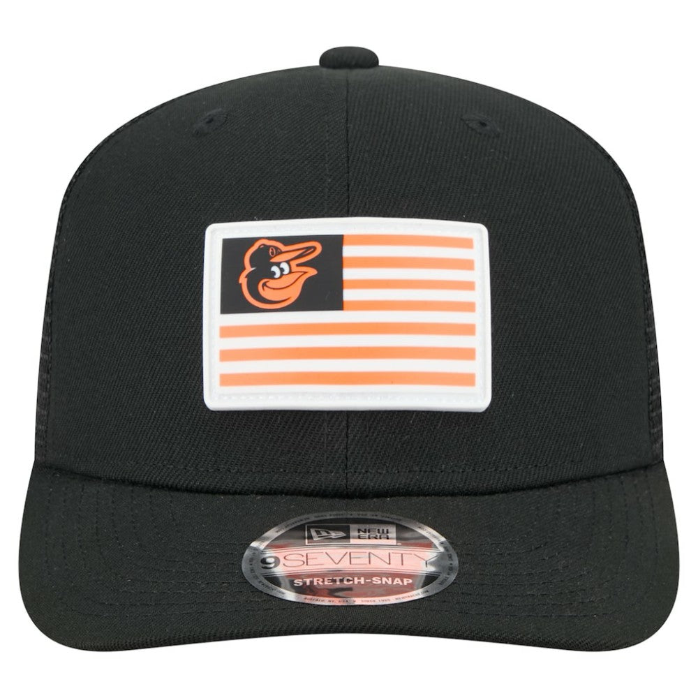 Baltimore Orioles Flag 9SEVENTY Stretch-Snap Hat Black