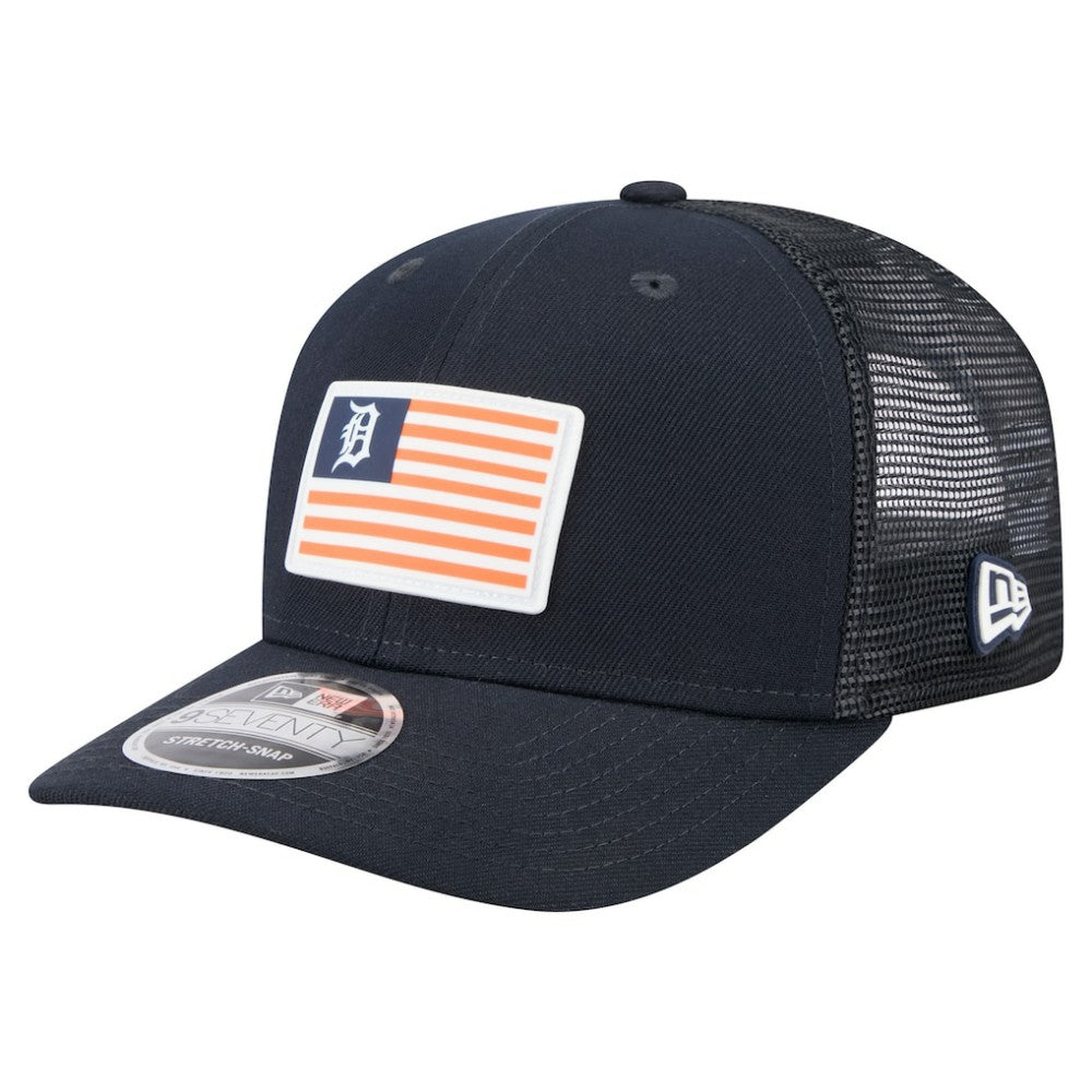 Detroit Tigers Flag 9SEVENTY Stretch-Snap Hat Navy