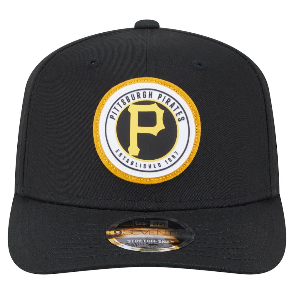 Pittsburgh Pirates Circle Patch 9SEVENTY Stretch-Snap Hat Black