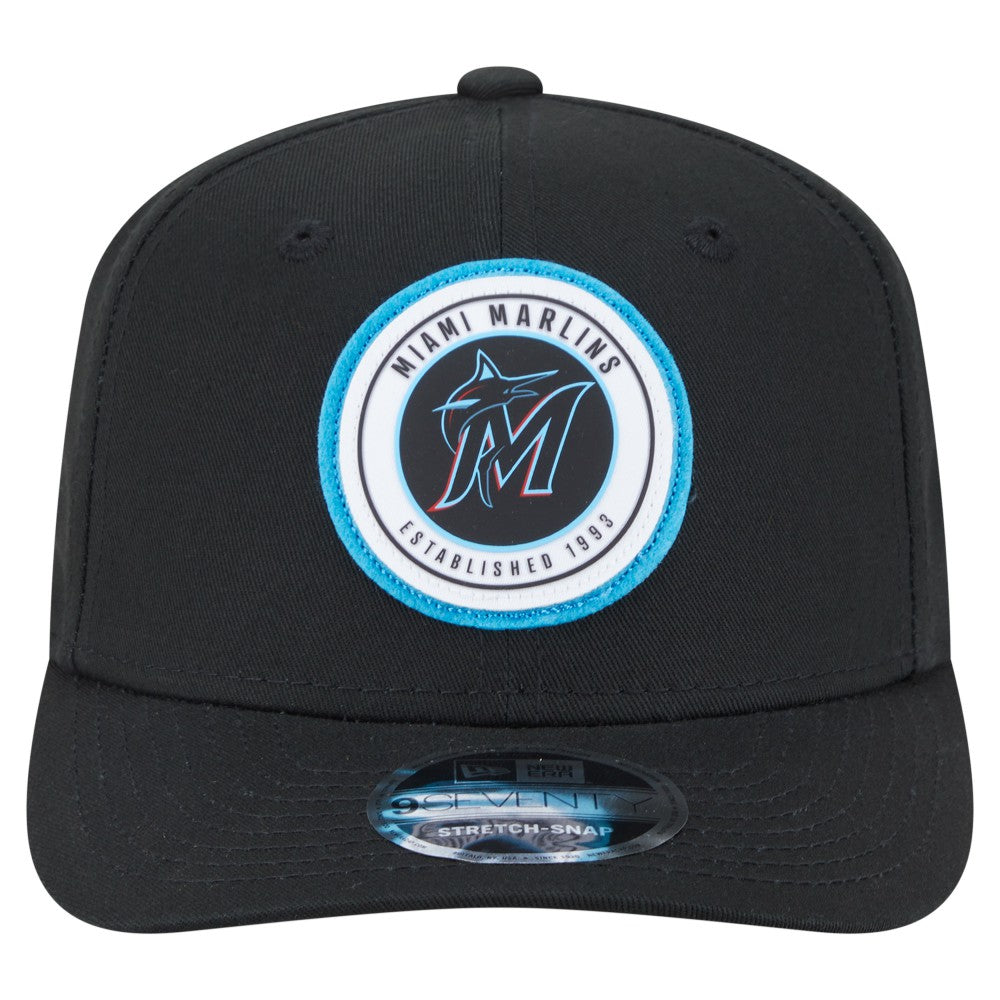 Miami Marlins Circle Patch 9SEVENTY Stretch-Snap Hat Black