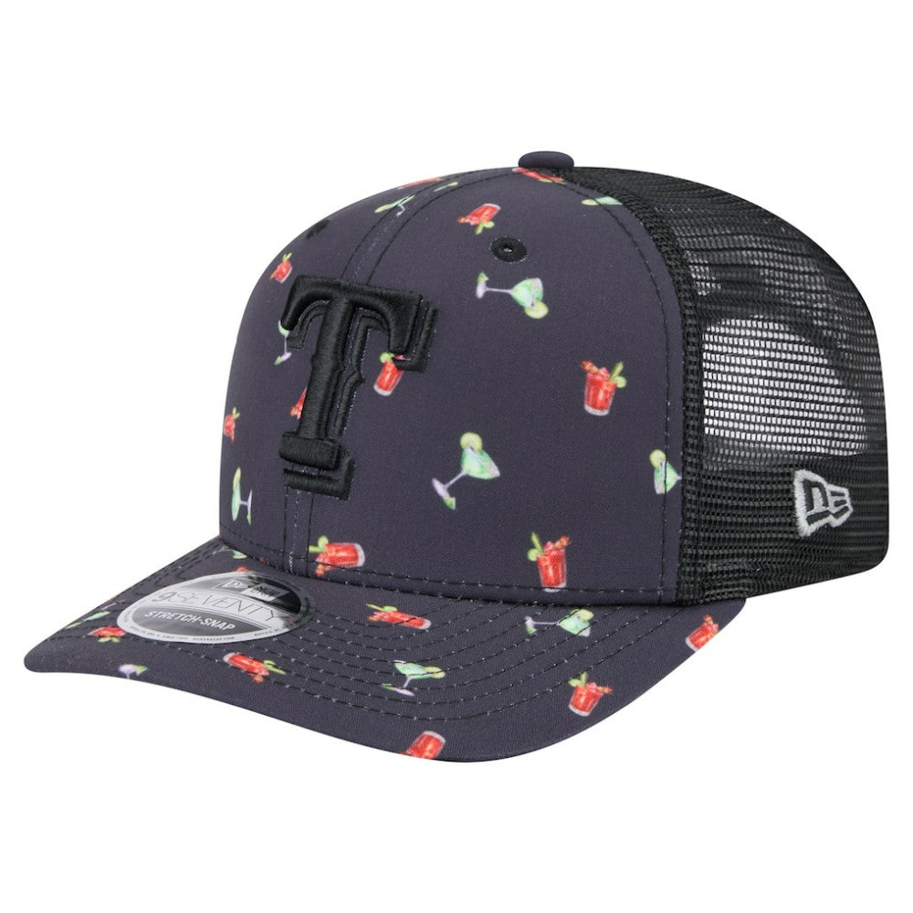 Texas Rangers Adventure Drinks Pattern 9SEVENTY Stretch-Snap Hat Black