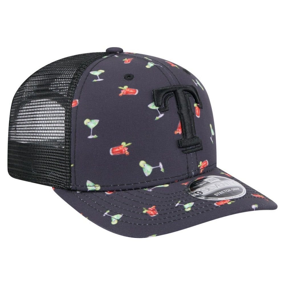 Texas Rangers Adventure Drinks Pattern 9SEVENTY Stretch-Snap Hat Black