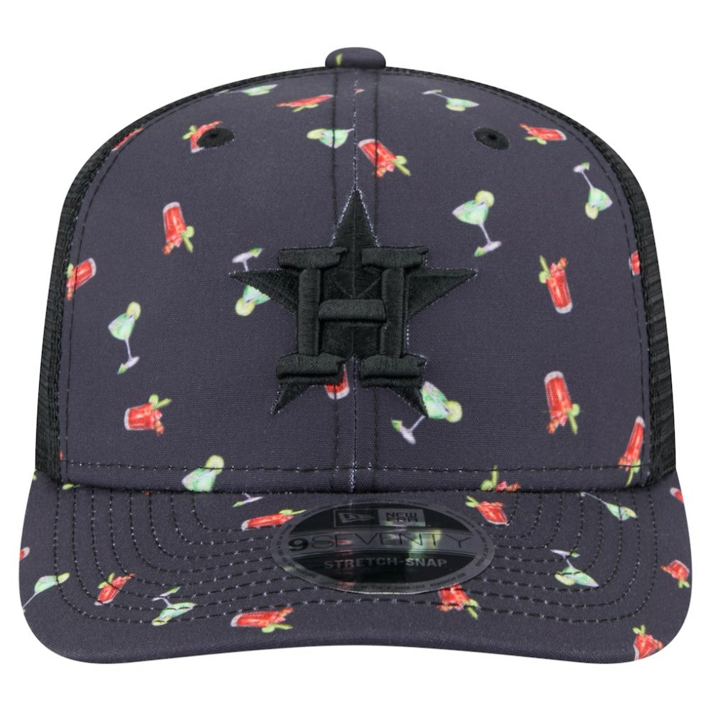 Houston Astros Adventure Drinks Pattern 9SEVENTY Stretch-Snap Hat Black