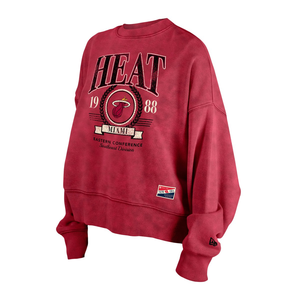 Miami Heat Women's Throwback Vintage Enzyme Wash Oversized Boxy Pullover Sweatshirt - Red cheap