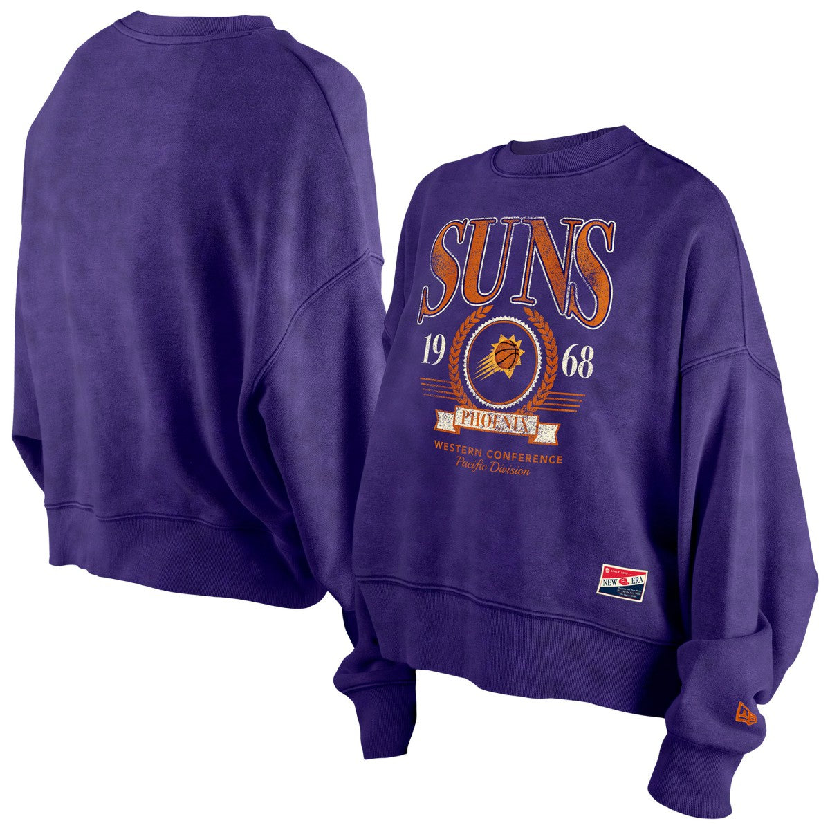 Phoenix Suns Women's Throwback Vintage Enzyme Wash Oversized Boxy Pullover Sweatshirt - Purple cheap