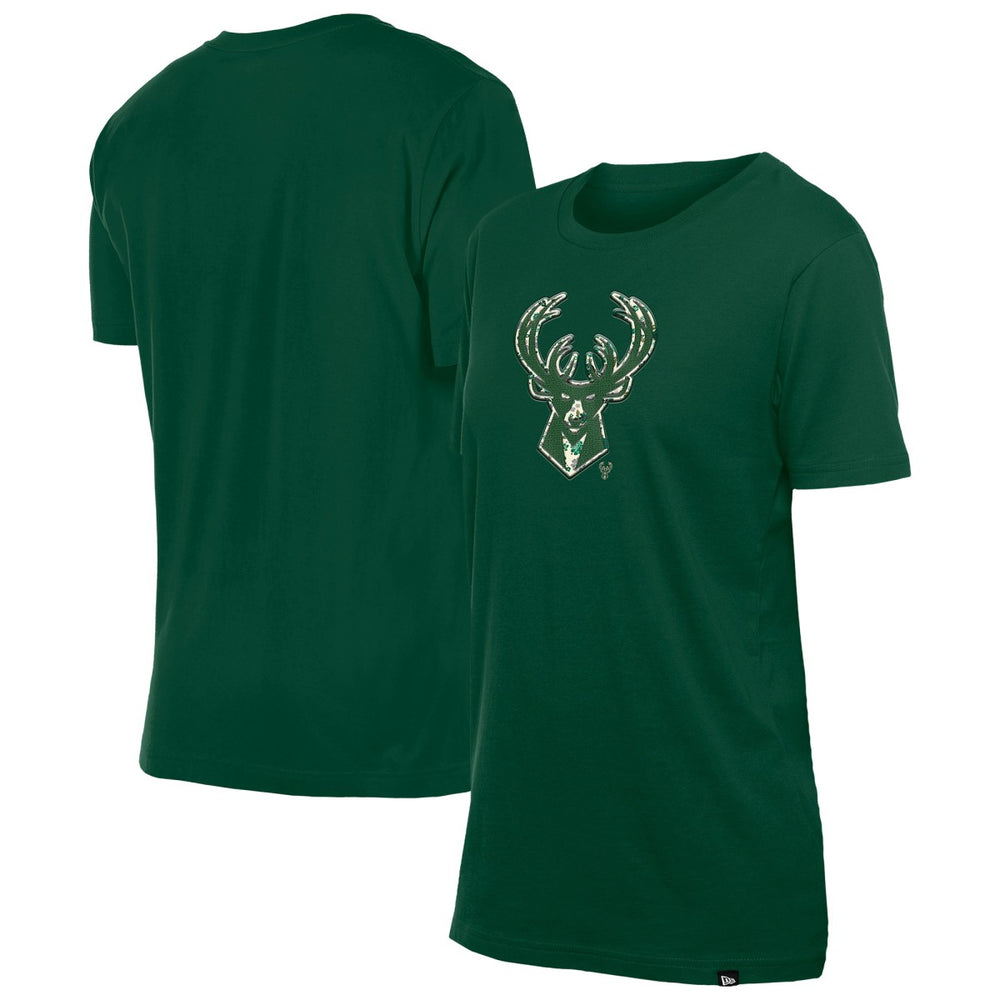 Milwaukee Bucks Women's Glam Game Flower T-Shirt - Hunter Green for sale