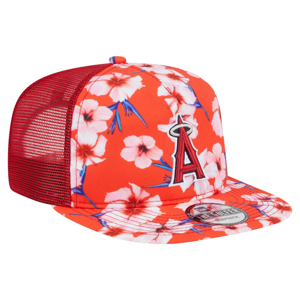 Los Angeles Angels Adventure Pattern Golfer Trucker Snapback Hat Red