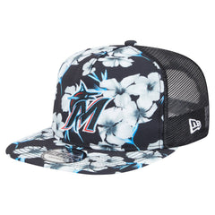 Miami Marlins Adventure Pattern Golfer Trucker Snapback Hat Black