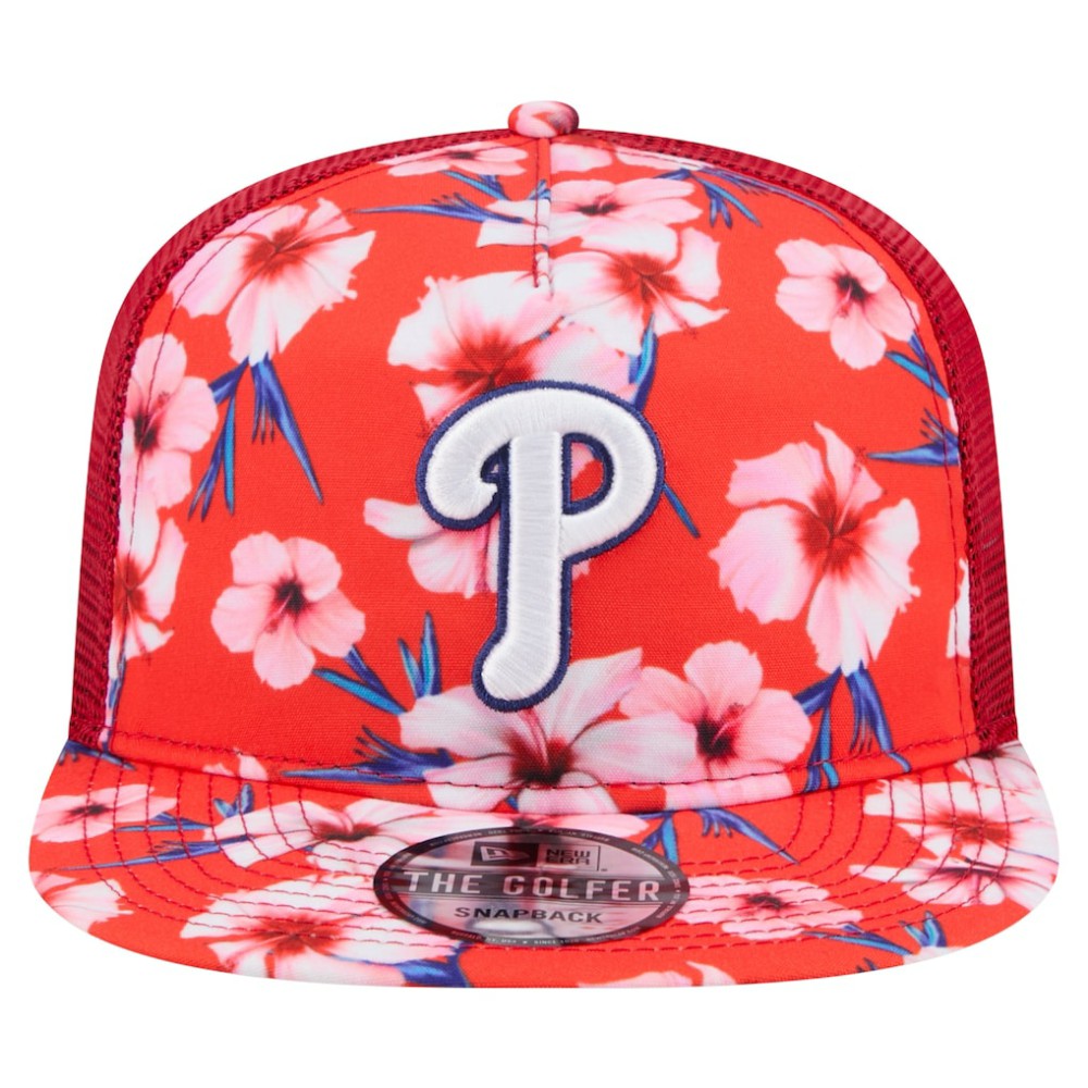 Philadelphia Phillies Adventure Pattern Golfer Trucker Snapback Hat Red