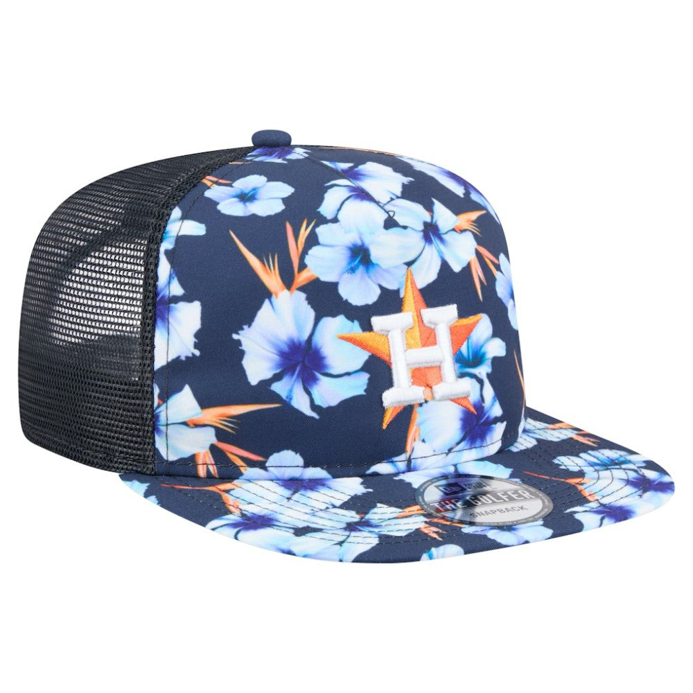 Houston Astros Adventure Pattern Golfer Trucker Snapback Hat Navy