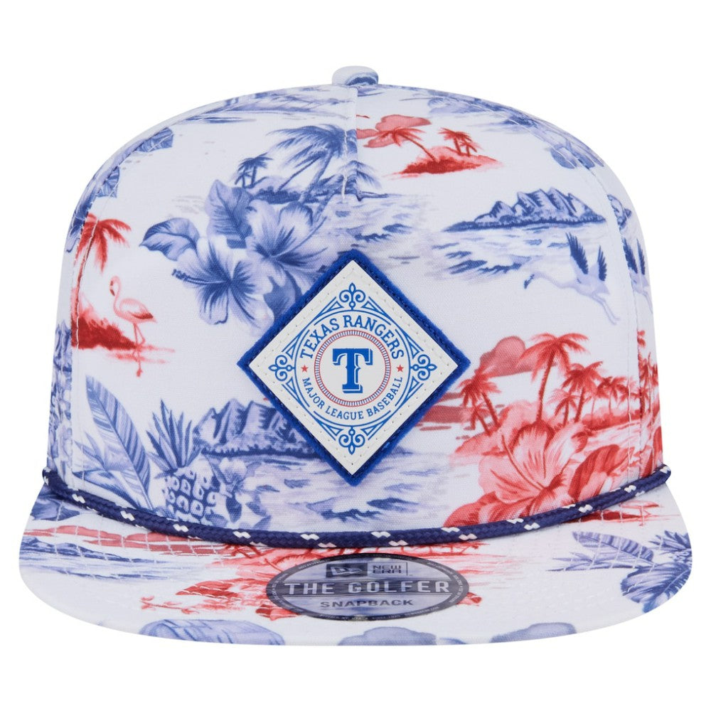 Texas Rangers Printed Island Golfer Snapback Hat White