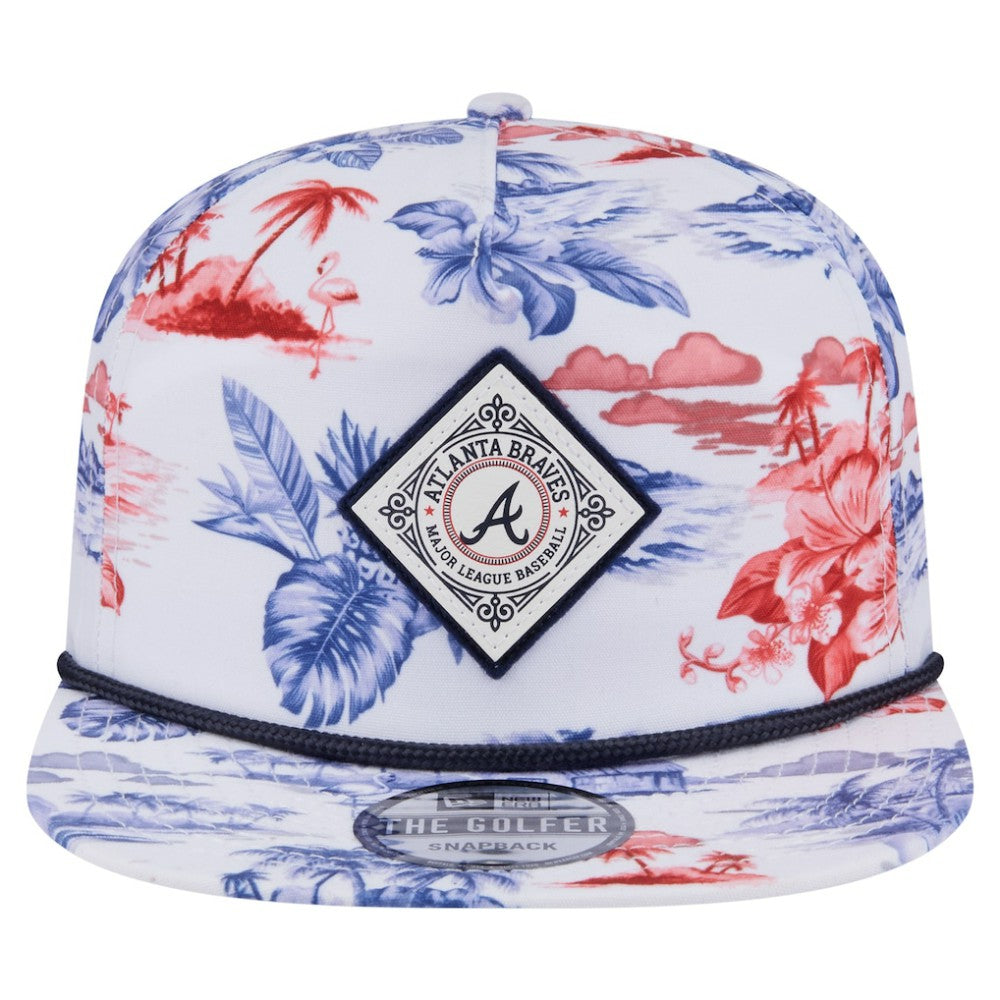 Atlanta Braves Printed Island Golfer Snapback Hat White