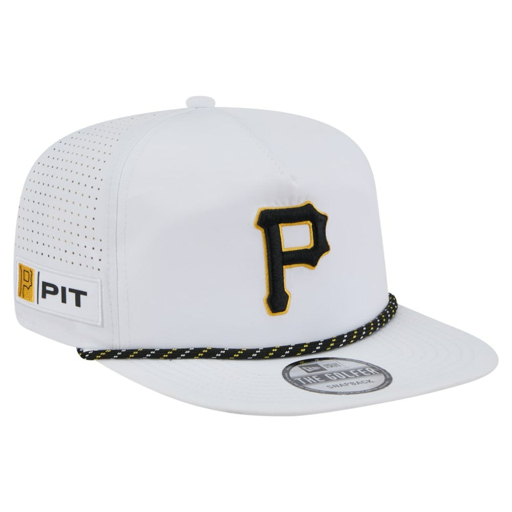 Pittsburgh Pirates Perforated Golfer Snapback Hat White