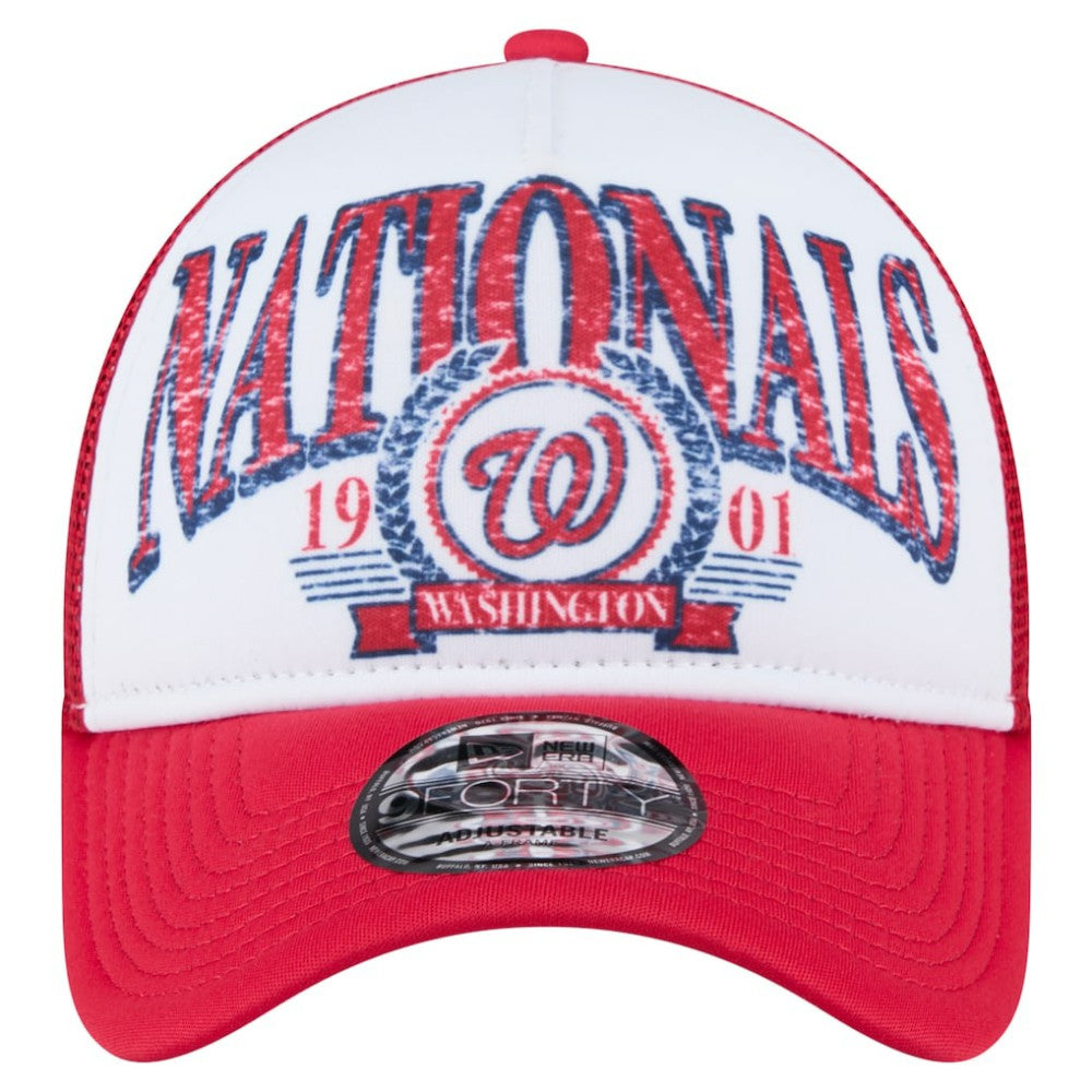 Washington Nationals Distressed 9FORTY A-Frame Adjustable Trucker Hat Red
