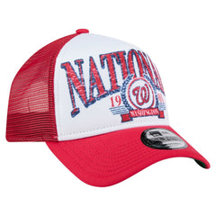 Washington Nationals Distressed 9FORTY A-Frame Adjustable Trucker Hat Red