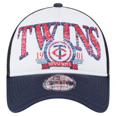Minnesota Twins Distressed 9FORTY A-Frame Adjustable Trucker Hat White/Navy