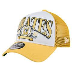 Pittsburgh Pirates Distressed 9FORTY A-Frame Adjustable Trucker Hat White/Gold
