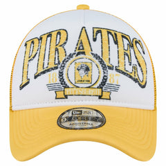 Pittsburgh Pirates Distressed 9FORTY A-Frame Adjustable Trucker Hat White/Gold