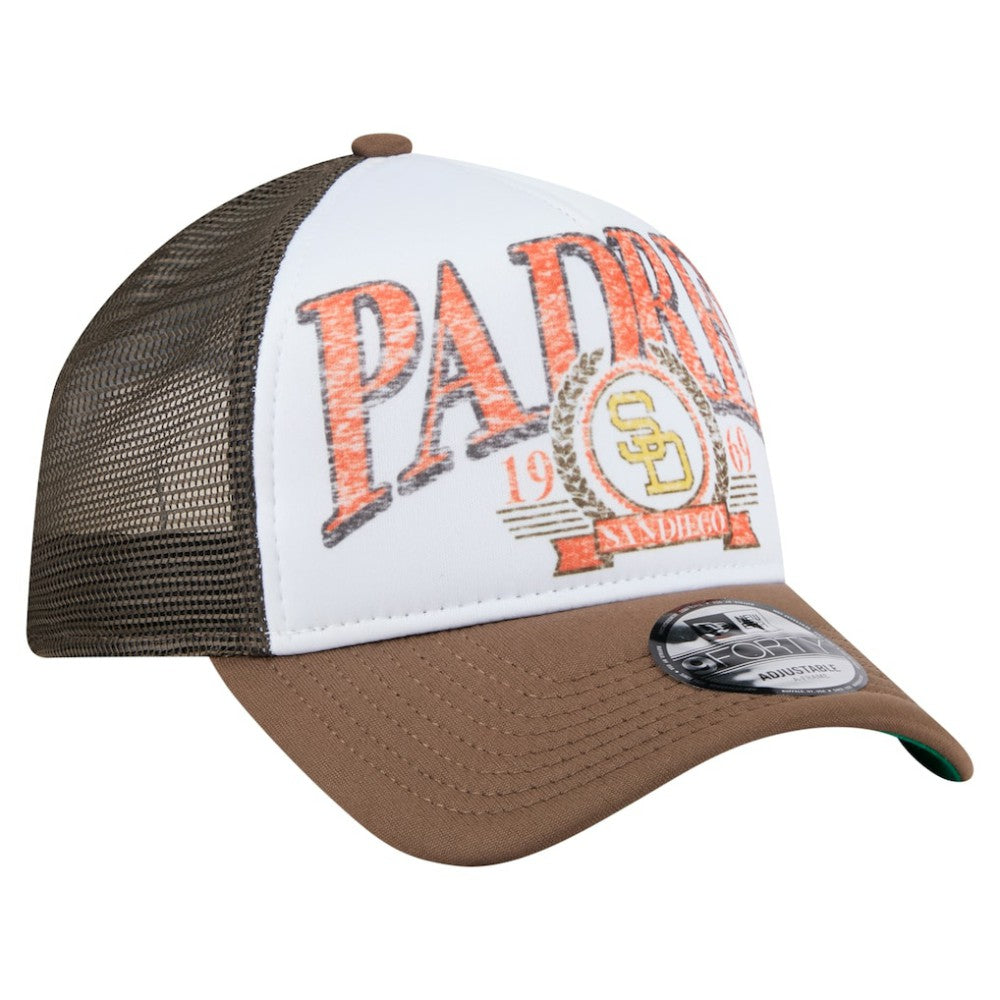 San Diego Padres Distressed 9FORTY A-Frame Adjustable Trucker Hat Brown
