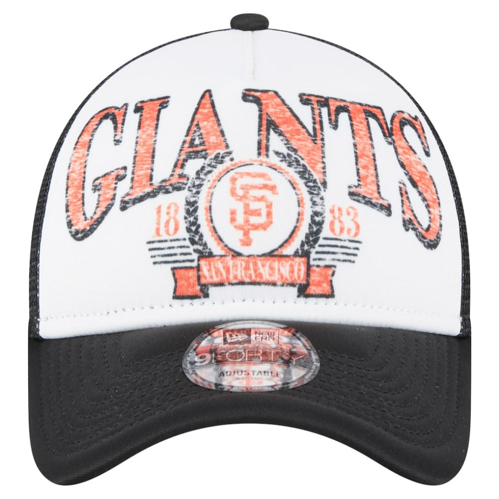 San Francisco Giants Distressed 9FORTY A-Frame Adjustable Trucker Hat Black