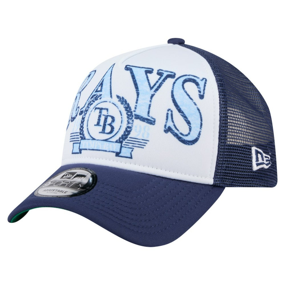 Tampa Bay Rays Distressed 9FORTY A-Frame Adjustable Trucker Hat Navy