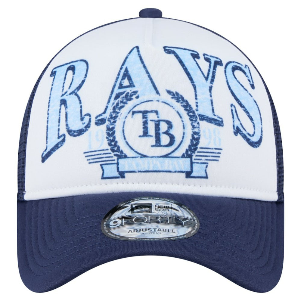 Tampa Bay Rays Distressed 9FORTY A-Frame Adjustable Trucker Hat Navy