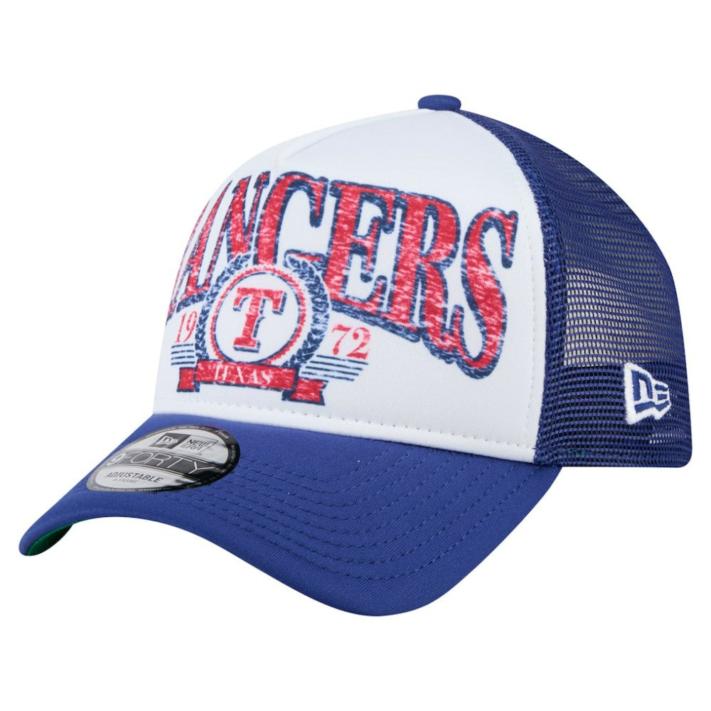 Texas Rangers Trucker A-Frame 9FORTY Adjustable Hat White/Royal