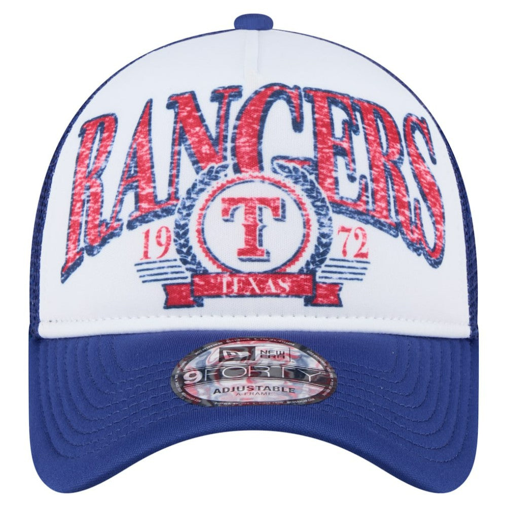 Texas Rangers Trucker A-Frame 9FORTY Adjustable Hat White/Royal