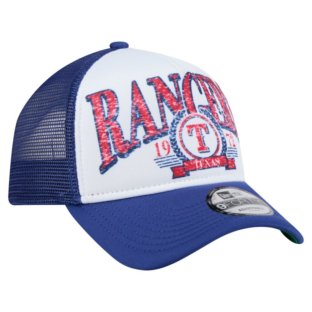 Texas Rangers Trucker A-Frame 9FORTY Adjustable Hat White/Royal