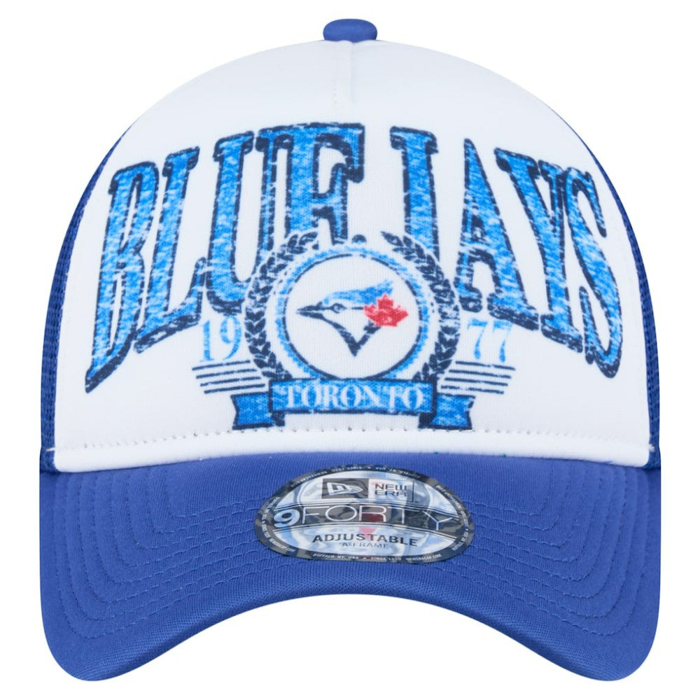 Toronto Blue Jays Distressed 9FORTY A-Frame Adjustable Trucker Hat White/Royal