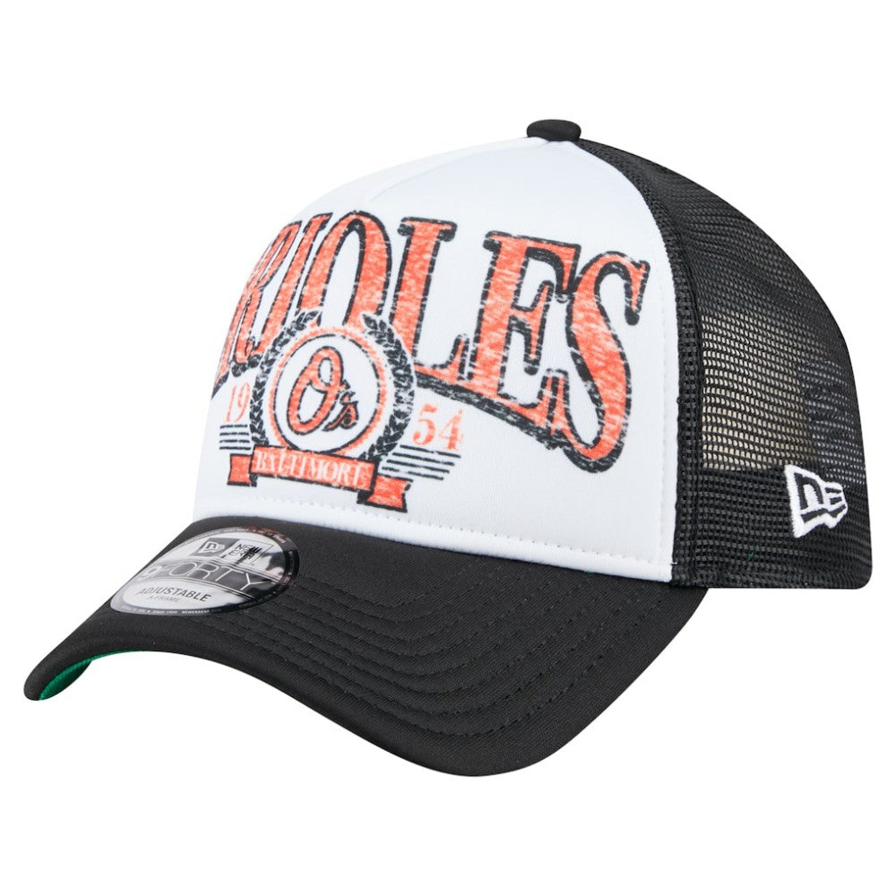 Baltimore Orioles Distressed 9FORTY A-Frame Adjustable Trucker Hat Black