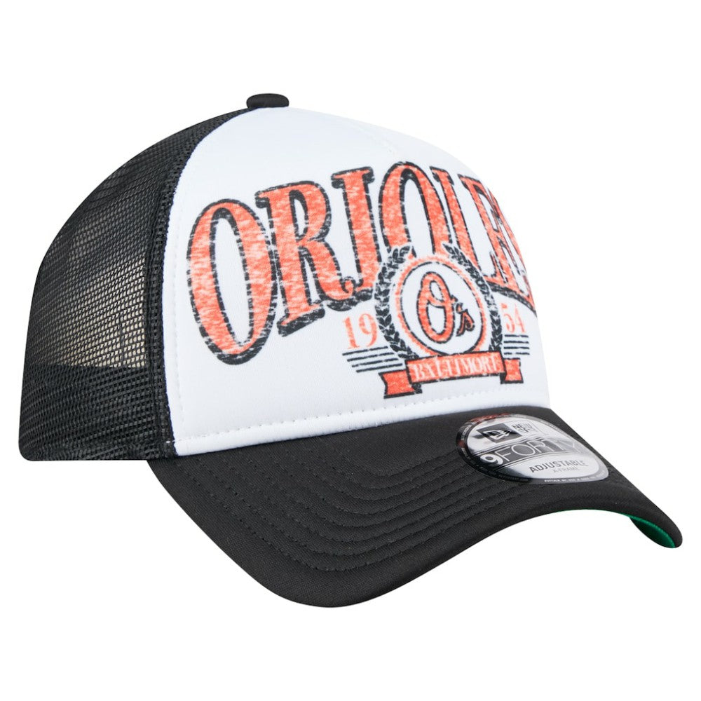 Baltimore Orioles Distressed 9FORTY A-Frame Adjustable Trucker Hat Black