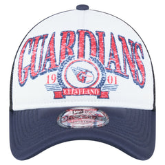 Cleveland Guardians Distressed 9FORTY A-Frame Adjustable Trucker Hat White/Navy