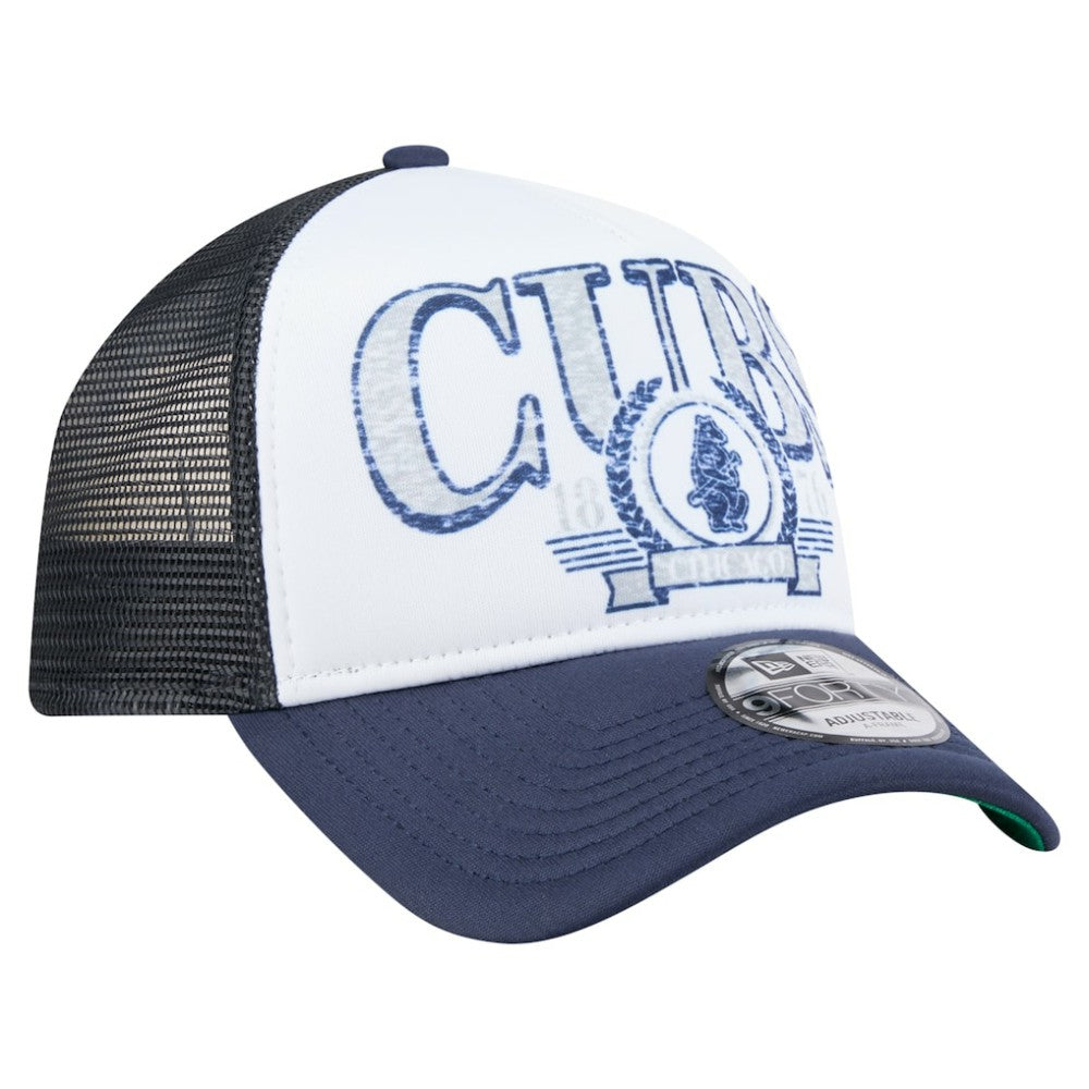 Chicago Cubs Distressed 9FORTY A-Frame Adjustable Trucker Hat White/Navy