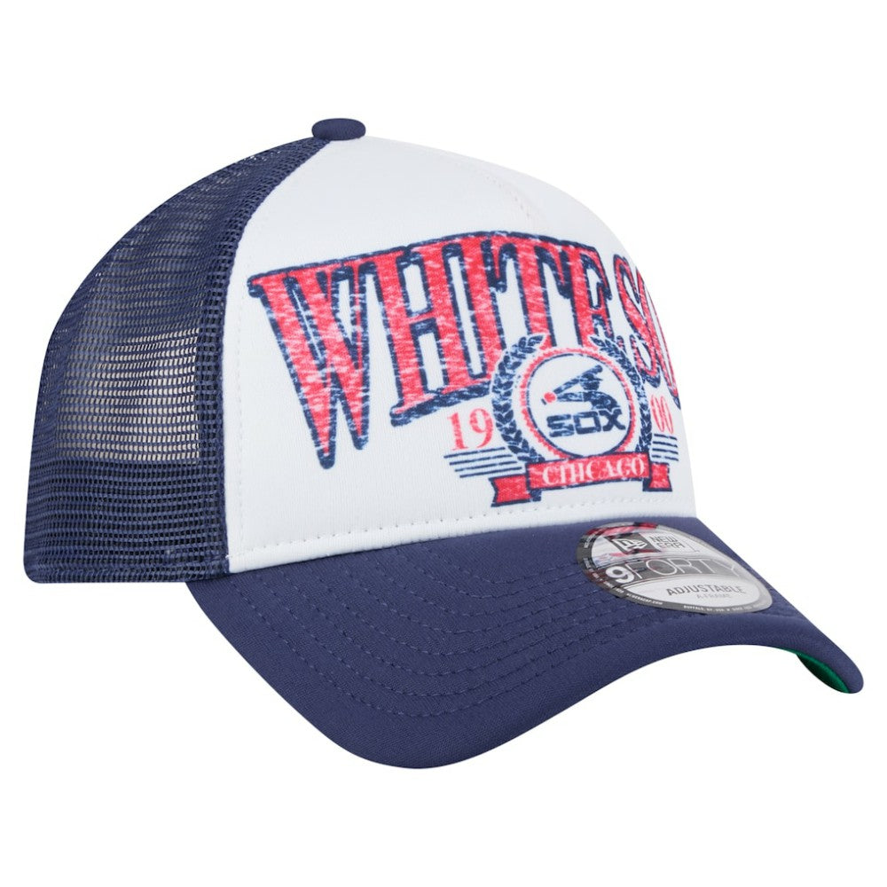 Chicago White Sox Distressed 9FORTY A-Frame Adjustable Trucker Hat White