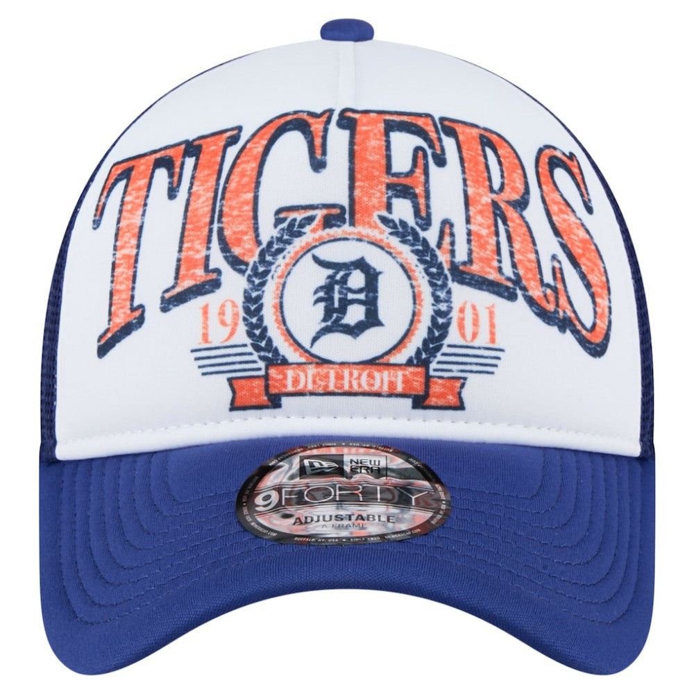 Detroit Tigers Distressed 9FORTY A-Frame Adjustable Trucker Hat White/Navy