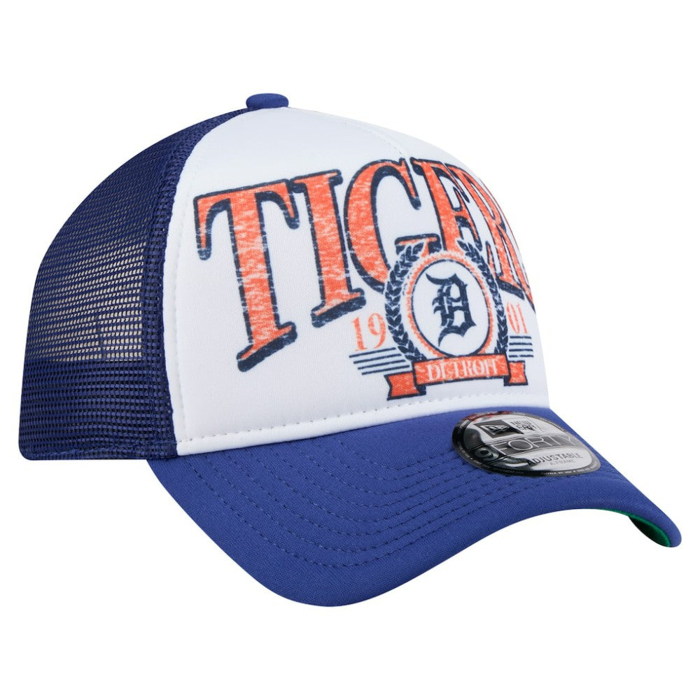 Detroit Tigers Distressed 9FORTY A-Frame Adjustable Trucker Hat White/Navy
