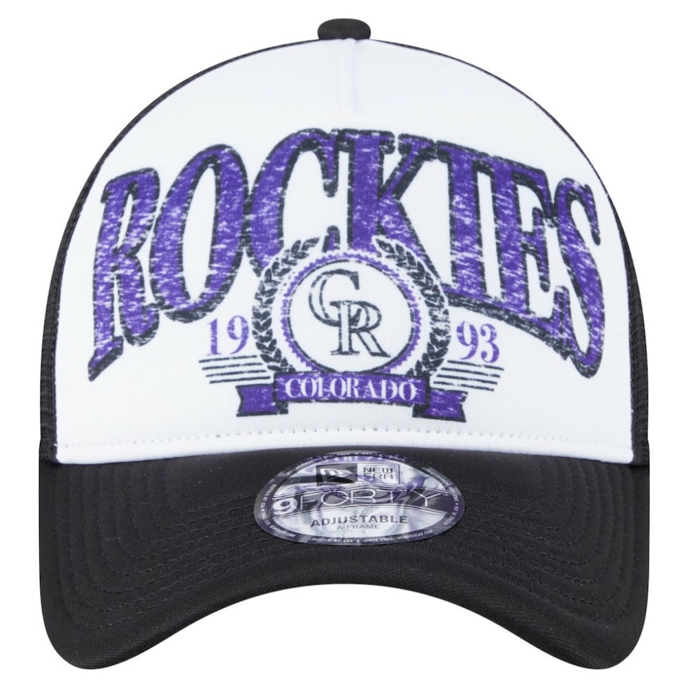 Colorado Rockies Distressed 9FORTY A-Frame Adjustable Trucker Hat Black