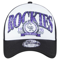 Colorado Rockies Distressed 9FORTY A-Frame Adjustable Trucker Hat Black