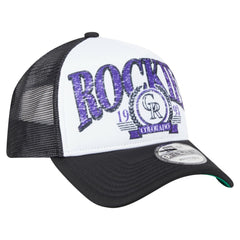 Colorado Rockies Distressed 9FORTY A-Frame Adjustable Trucker Hat Black