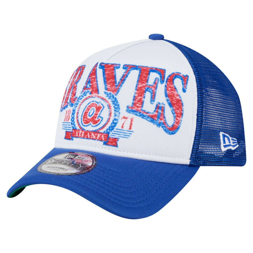 Atlanta Braves Trucker A-Frame 9FORTY Adjustable Hat White/Royal