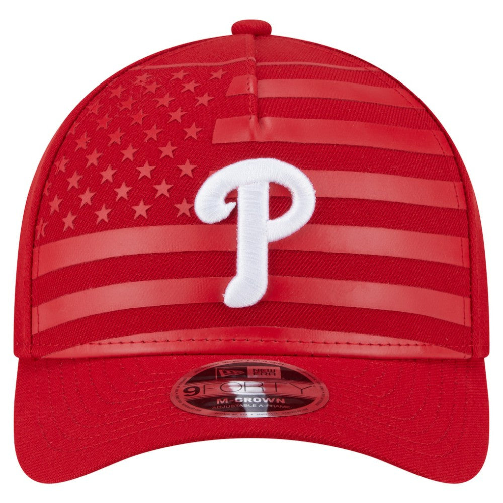 Philadelphia Phillies American Flag 9FORTY M-Crown A-Frame Adjustable Hat Red