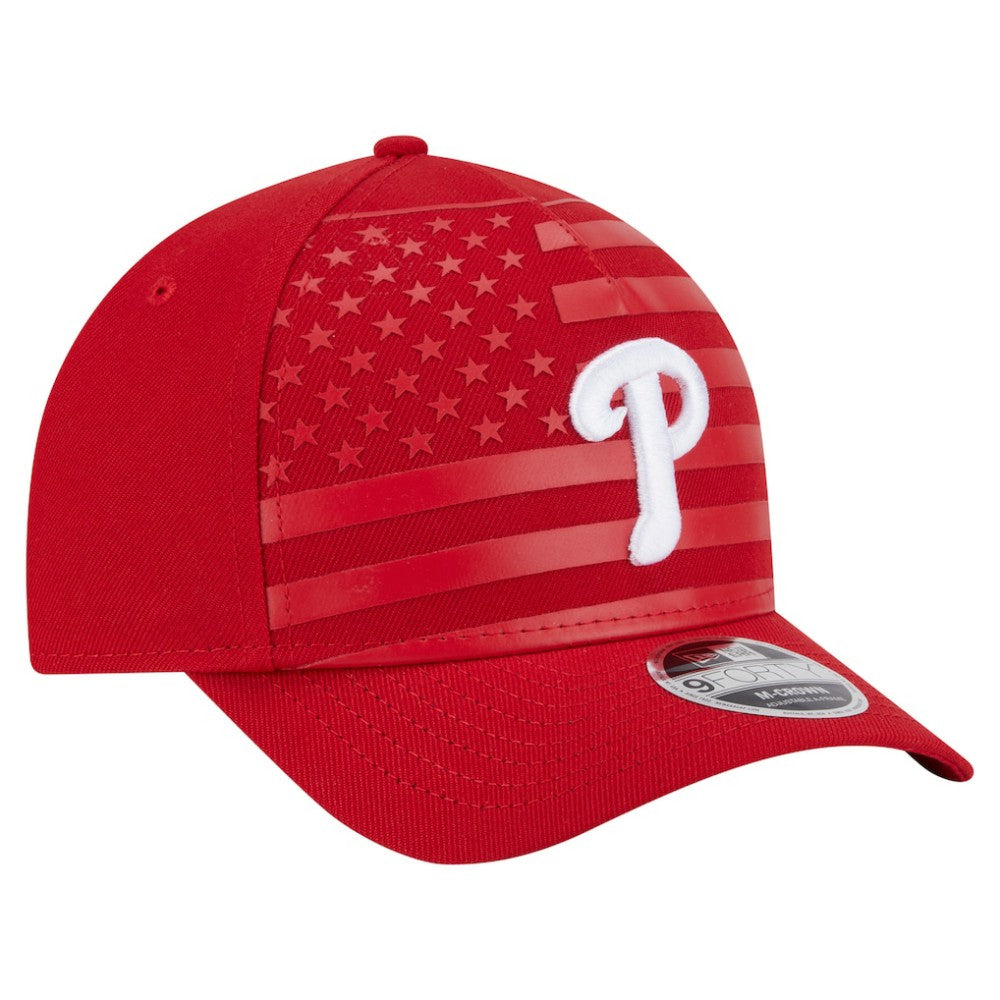 Philadelphia Phillies American Flag 9FORTY M-Crown A-Frame Adjustable Hat Red