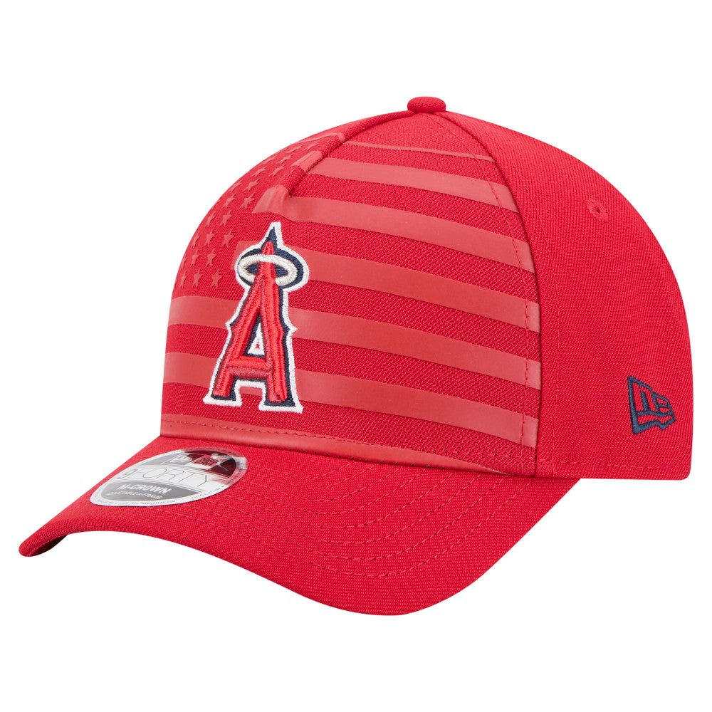 Los Angeles Angels American Flag 9FORTY M-Crown A-Frame Adjustable Hat Red