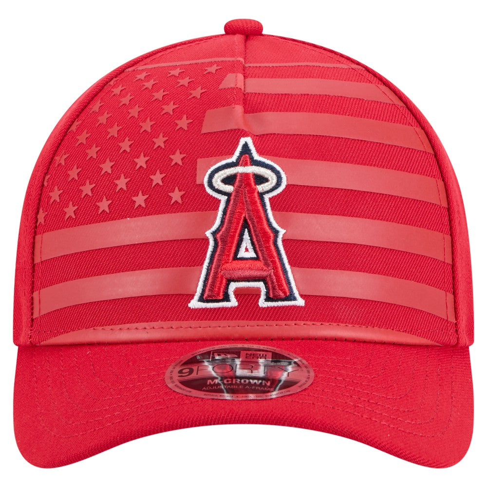 Los Angeles Angels American Flag 9FORTY M-Crown A-Frame Adjustable Hat Red
